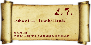 Lukovits Teodolinda névjegykártya